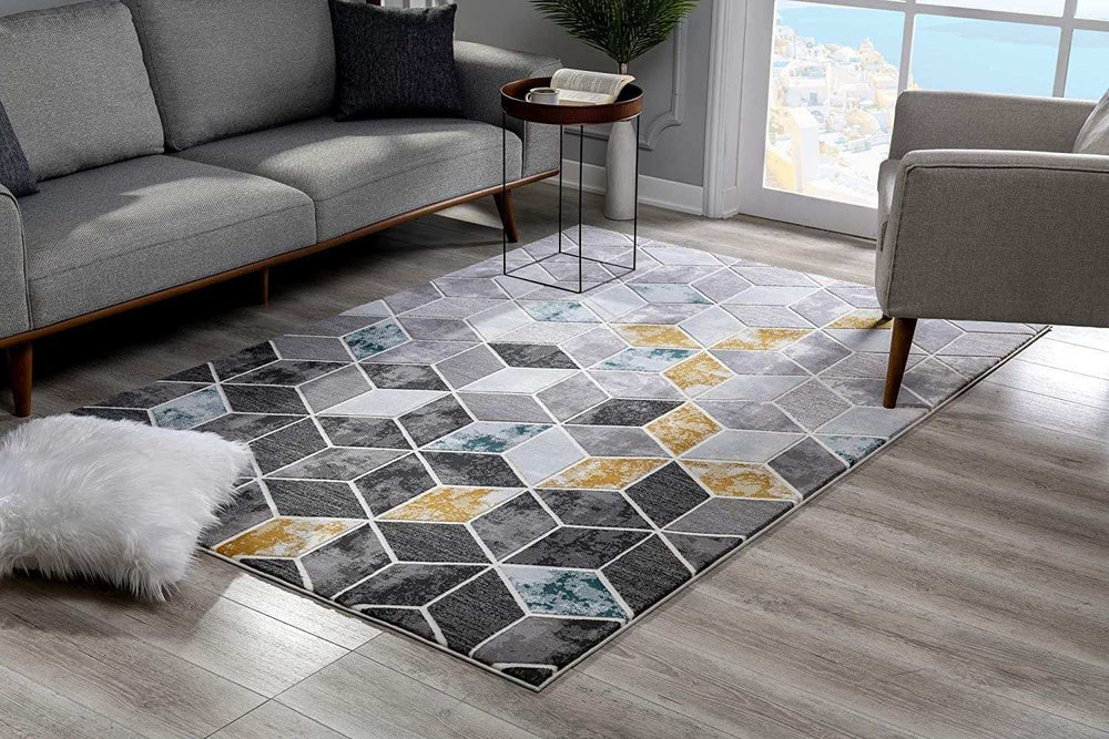 8' X 10' Gray Geometric Power Loom Area Rug - Homeroots - Flyclothing LLC
