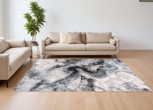 8' X 10' Gray Abstract Power Loom Area Rug - Homeroots - Flyclothing LLC