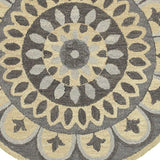 4' Round Gray Floral Bloom Area Rug - Homeroots - Flyclothing LLC