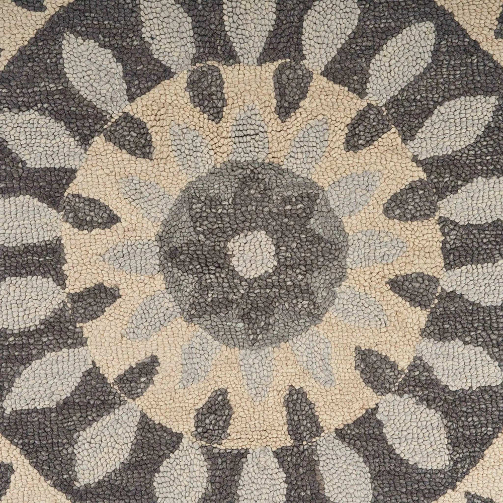 4' Round Gray Floral Bloom Area Rug - Homeroots - Flyclothing LLC