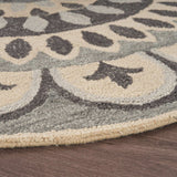 4' Round Gray Floral Bloom Area Rug - Homeroots - Flyclothing LLC