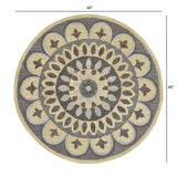 4' Round Gray Floral Bloom Area Rug - Homeroots - Flyclothing LLC