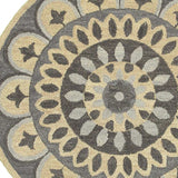 6' Gray Round Wool Geometric Hand Tufted Area Rug - Homeroots - Flyclothing LLC