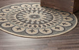 6' Gray Round Wool Geometric Hand Tufted Area Rug - Homeroots - Flyclothing LLC