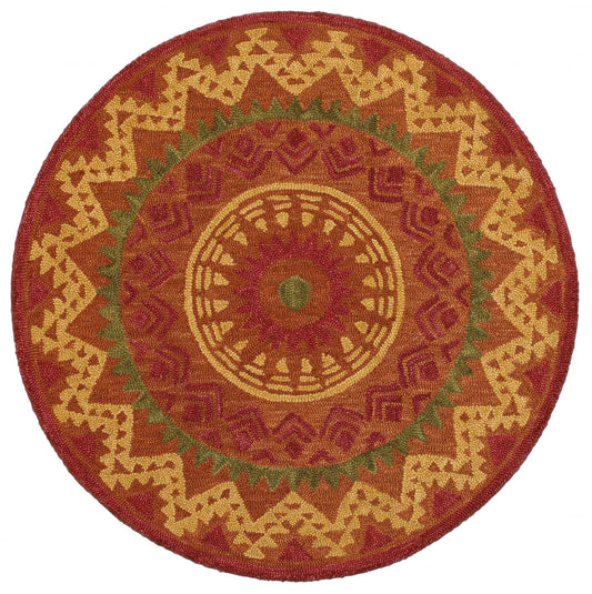 6' Round Orange Decorative Area Rug - Homeroots - Flyclothing LLC