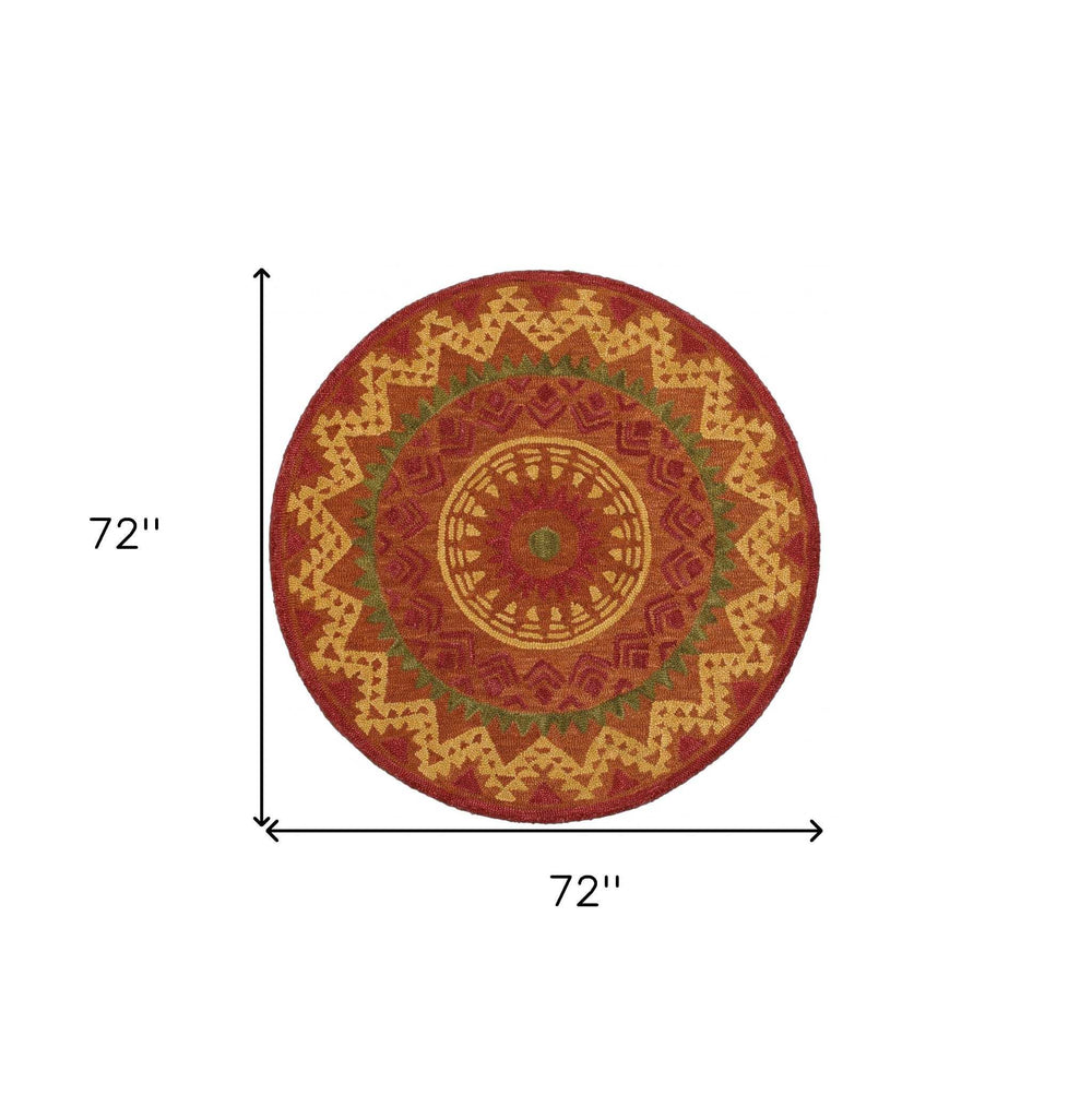 6' Round Orange Decorative Area Rug - Homeroots - Flyclothing LLC