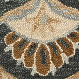 6' Black and Tan Round Wool Floral Medallion Hand Tufted Area Rug - Homeroots - Flyclothing LLC