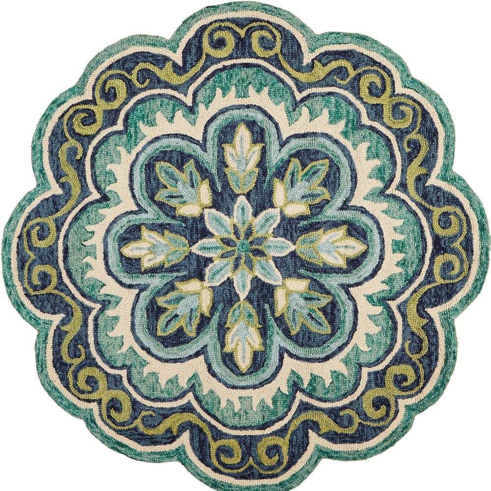 4' Round Green Floral Artwork Area Rug - Homeroots - Flyclothing LLC