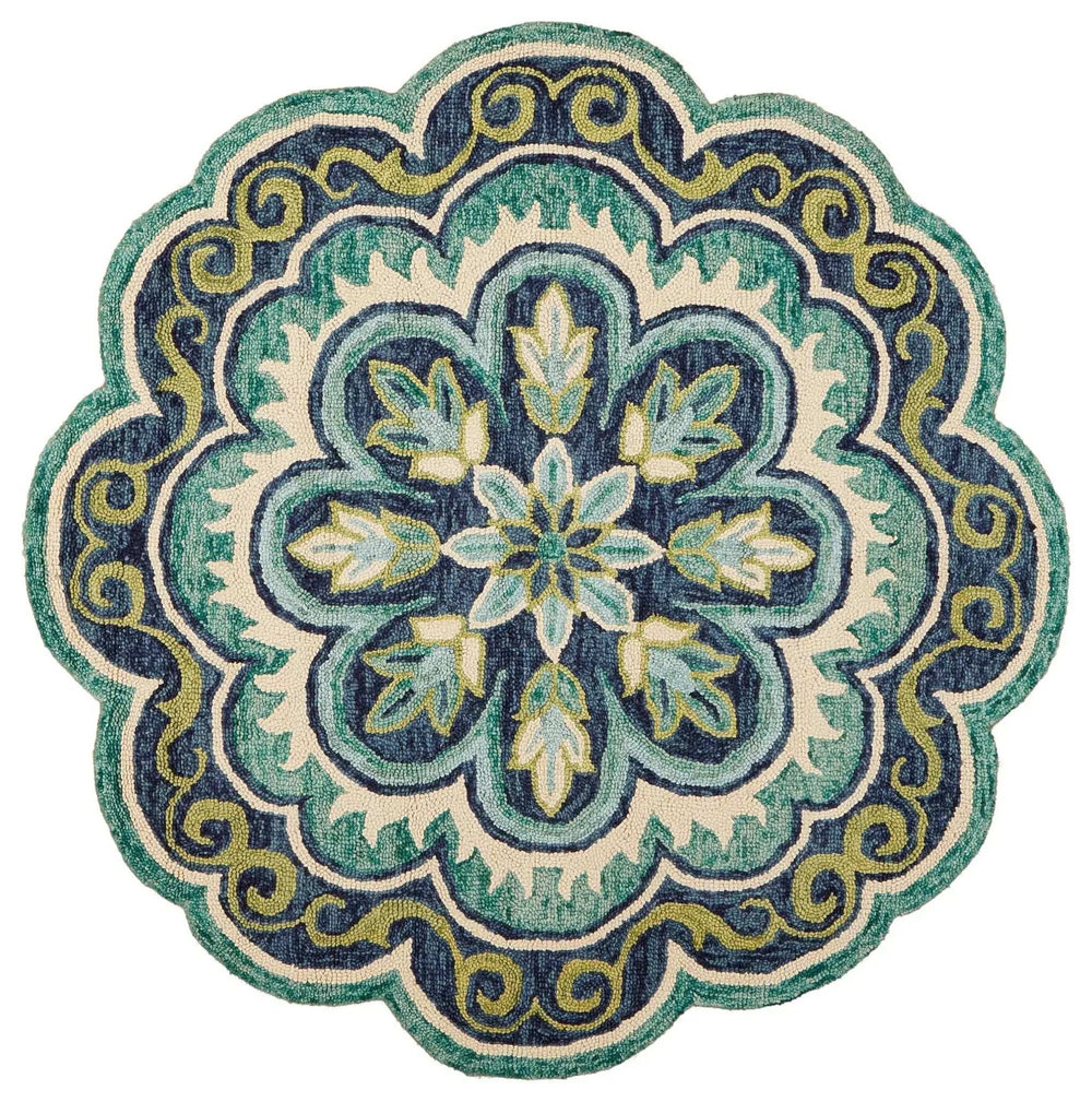 4' Round Green Floral Artwork Area Rug - Homeroots - Flyclothing LLC