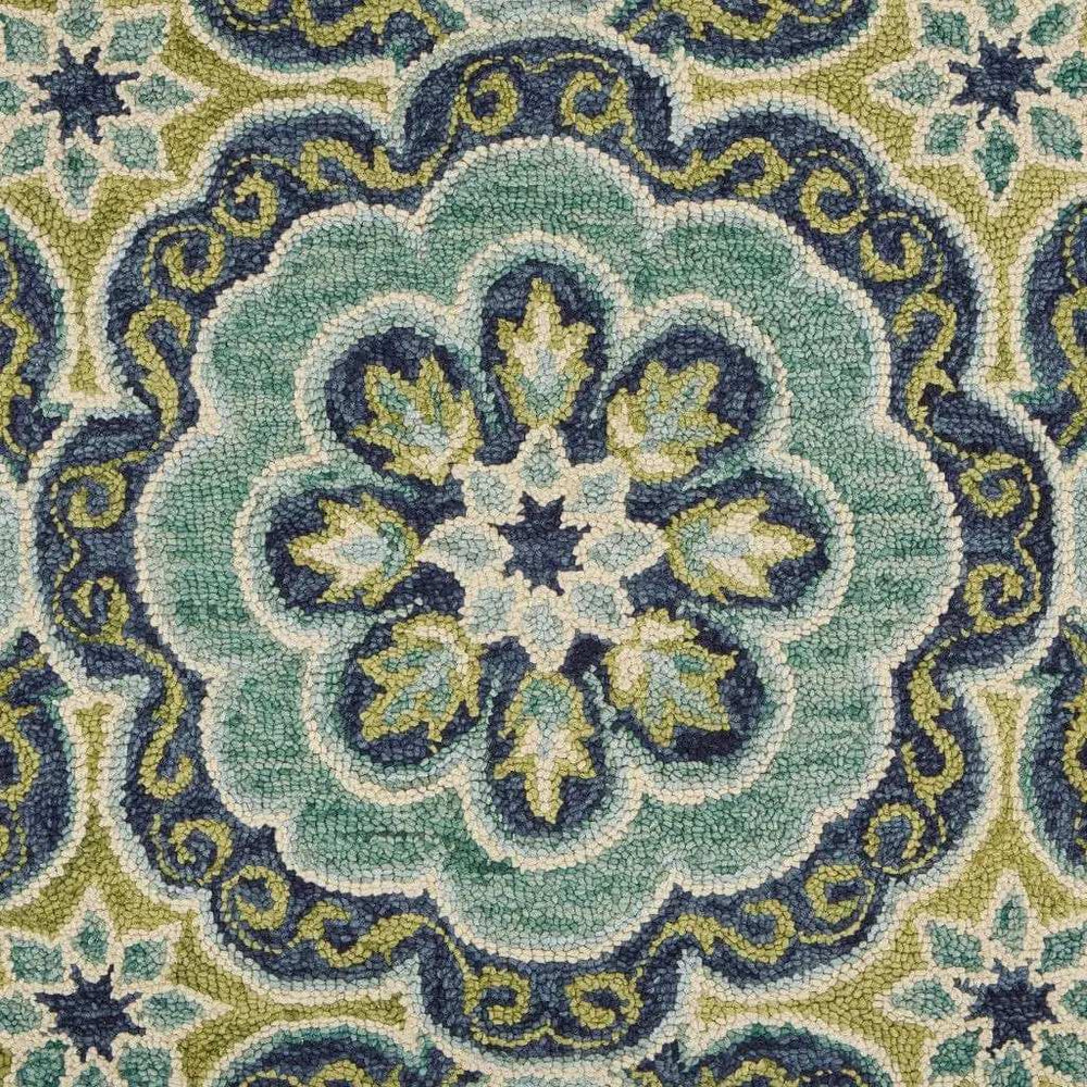 4' Round Green Floral Artwork Area Rug - Homeroots - Flyclothing LLC