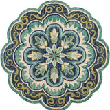 6' Green Round Wool Geometric Hand Tufted Area Rug - Homeroots - Flyclothing LLC
