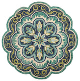 6' Green Round Wool Geometric Hand Tufted Area Rug - Homeroots - Flyclothing LLC