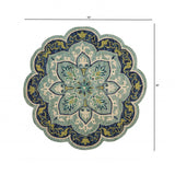 4' Round Blue Ornate Medallion Area Rug - Homeroots - Flyclothing LLC