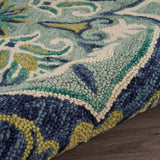 6' Blue And Green Round Wool Geometric Hand Tufted Area Rug - Homeroots - Flyclothing LLC