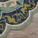 6' Blue And Green Round Wool Geometric Hand Tufted Area Rug - Homeroots - Flyclothing LLC