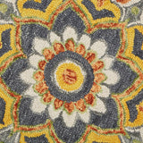 4' Round Gray And Gold Floret Area Rug - Homeroots - Flyclothing LLC
