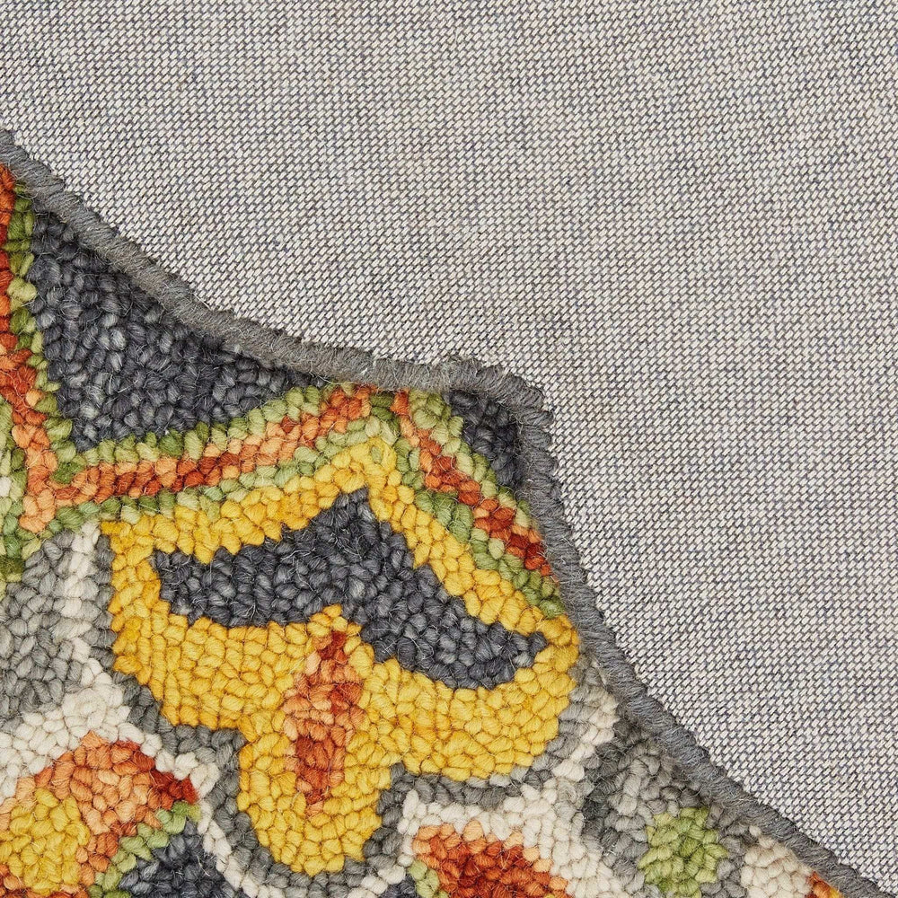 4' Round Gray And Gold Floret Area Rug - Homeroots - Flyclothing LLC