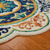 4' Round Ivory And Navy Decorative Area Rug - Homeroots - Flyclothing LLC