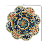 4' Round Ivory And Navy Decorative Area Rug - Homeroots - Flyclothing LLC