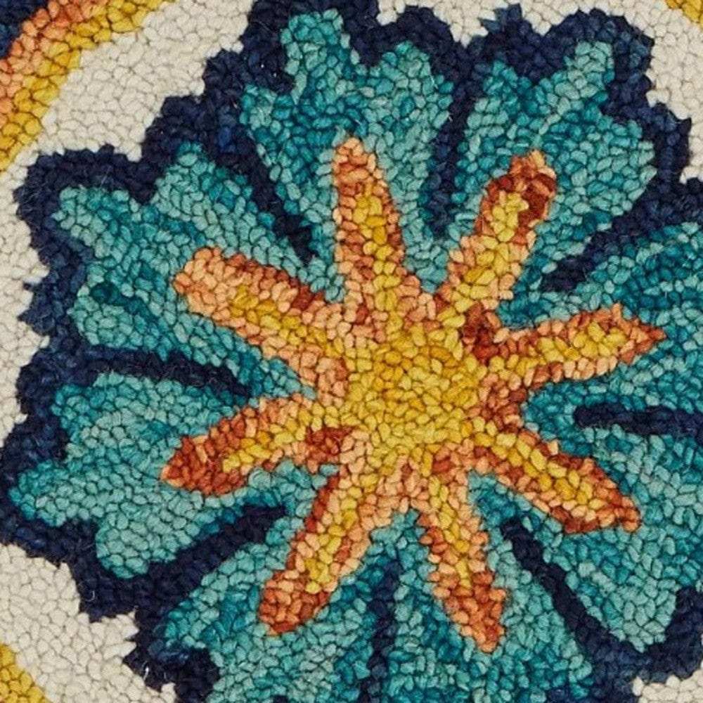 6' Ivory Round Wool Geometric Hand Tufted Area Rug - Homeroots - Flyclothing LLC