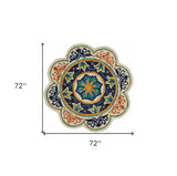 6' Ivory Round Wool Geometric Hand Tufted Area Rug - Homeroots - Flyclothing LLC