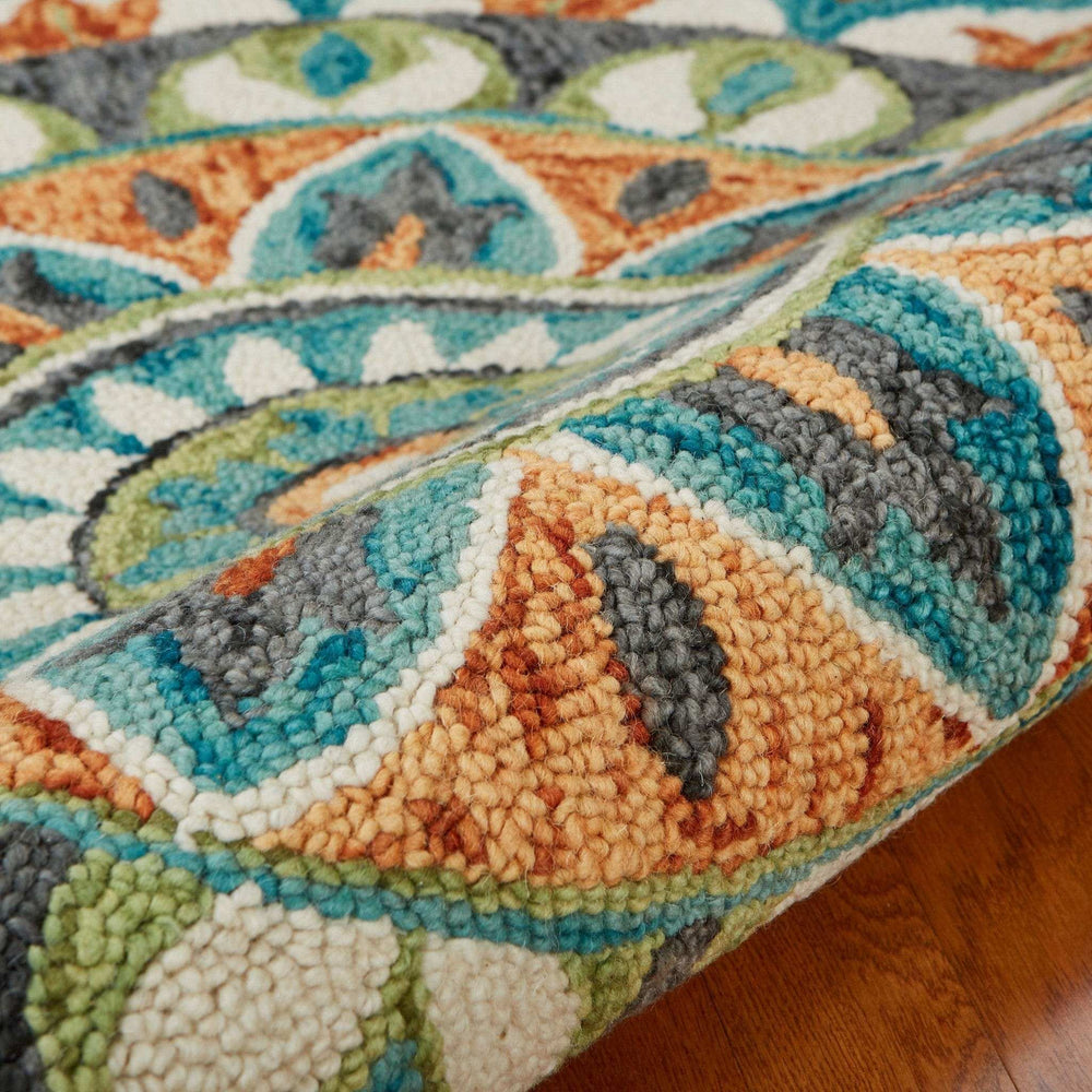 4' Round Blue And Orange Medallion Area Rug - Homeroots - Flyclothing LLC