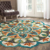 4' Round Blue And Orange Medallion Area Rug - Homeroots - Flyclothing LLC