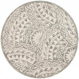 4' Round Gray Decorative Waves Area Rug - Homeroots - Flyclothing LLC