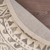 4' Round Gray Decorative Waves Area Rug - Homeroots - Flyclothing LLC