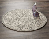 6' Gray Round Wool Geometric Hand Tufted Area Rug - Homeroots - Flyclothing LLC