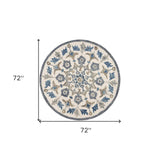 6' Round Blue Floral Oasis Area Rug - Homeroots - Flyclothing LLC