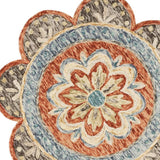 4' Round Orange Scalloped Edge Area Rug - Homeroots - Flyclothing LLC