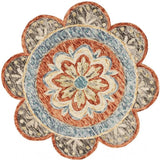 4' Round Orange Scalloped Edge Area Rug - Homeroots - Flyclothing LLC