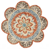 6' Round Orange Scalloped Edge Area Rug - Homeroots - Flyclothing LLC