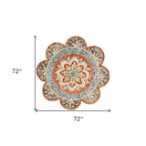 6' Round Orange Scalloped Edge Area Rug - Homeroots - Flyclothing LLC