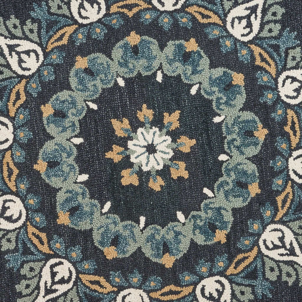 6' Round Black Floral Paradise Area Rug - Homeroots - Flyclothing LLC