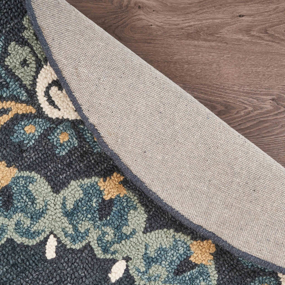 6' Round Black Floral Paradise Area Rug - Homeroots - Flyclothing LLC