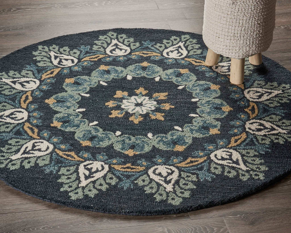 6' Round Black Floral Paradise Area Rug - Homeroots - Flyclothing LLC