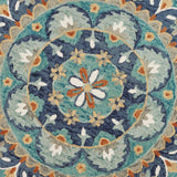 4' Round Blue Floral Mandala Area Rug - Homeroots - Flyclothing LLC