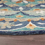 4' Round Blue Floral Mandala Area Rug - Homeroots - Flyclothing LLC