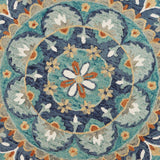 6' Blue And Green Round Wool Floral Hand Tufted Area Rug - Homeroots - Flyclothing LLC