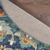 6' Blue And Green Round Wool Floral Hand Tufted Area Rug - Homeroots - Flyclothing LLC