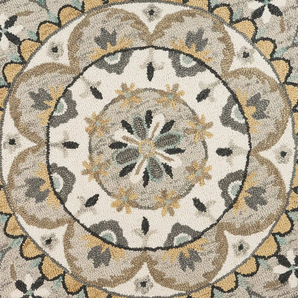 4' Round Gray And Ivory Floral Bloom Area Rug - Homeroots - Flyclothing LLC