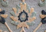3' Round Beige and Blue Round Wool Floral Hand Woven Area Rug - Homeroots - Flyclothing LLC