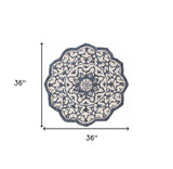 3' Round Navy And White Decorative Area Rug - Homeroots - Flyclothing LLC