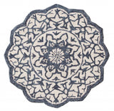 3' Round Navy And White Decorative Area Rug - Homeroots - Flyclothing LLC
