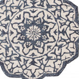 3' Round Navy And White Decorative Area Rug - Homeroots - Flyclothing LLC