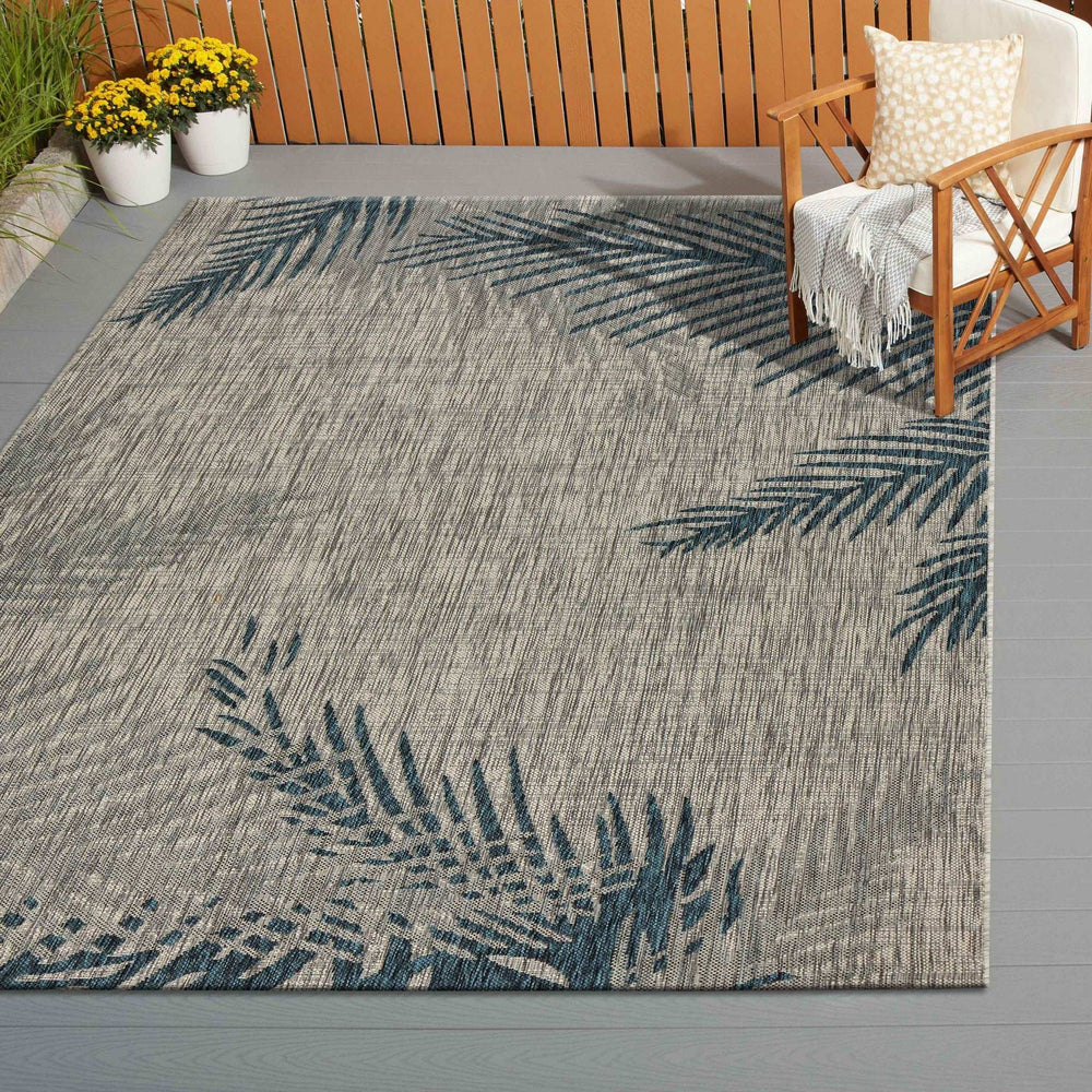 8' X 9' Gray Floral Indoor Outdoor Area Rug - Homeroots - Flyclothing LLC