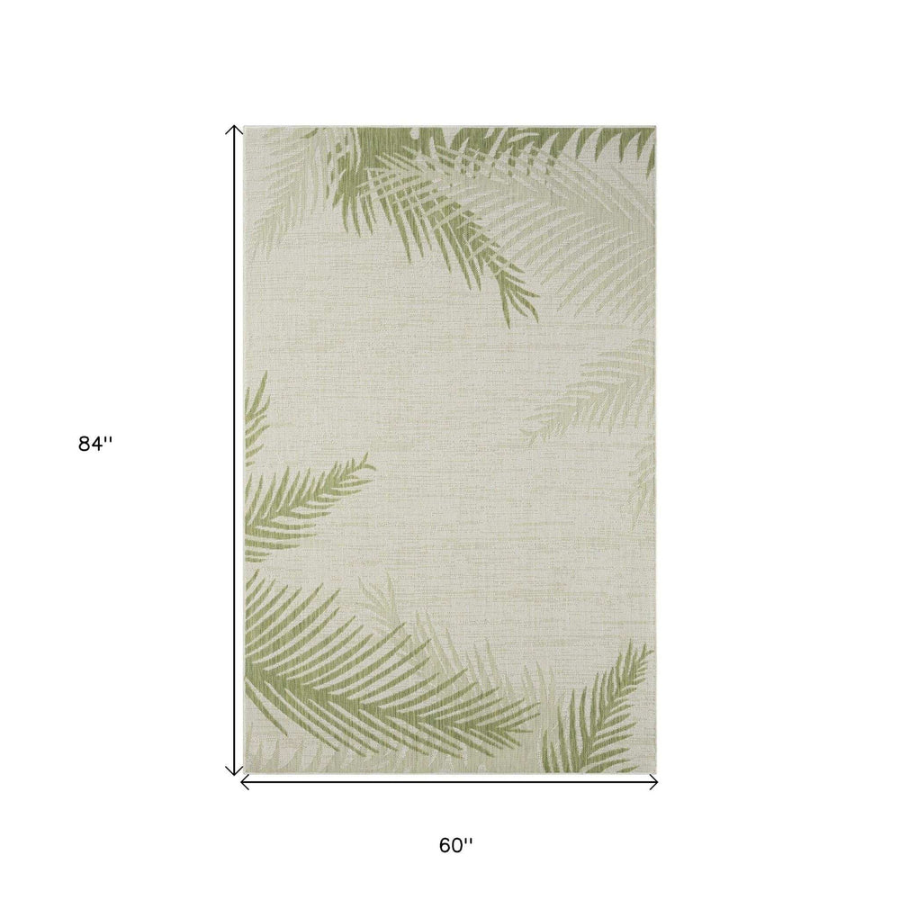 5' X 7' Beige Floral Indoor Outdoor Area Rug - Homeroots - Flyclothing LLC