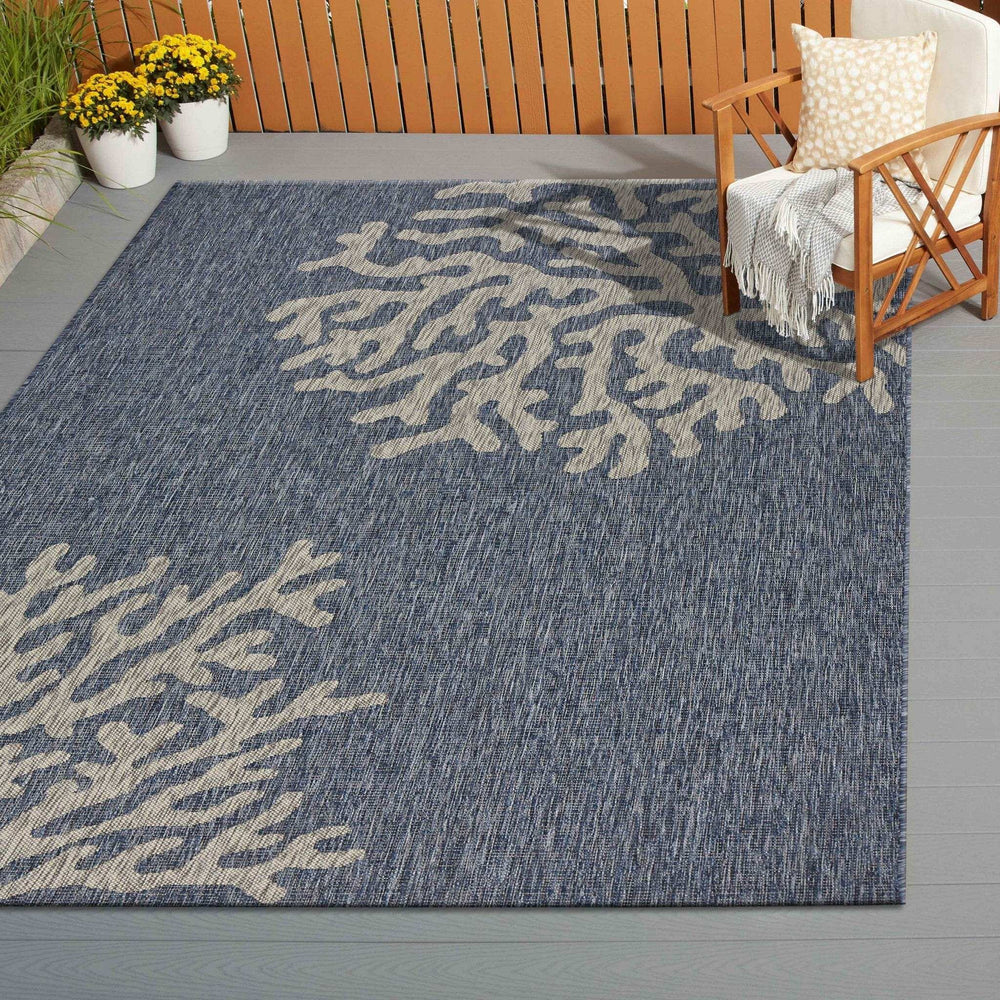 8' X 9' Blue And Gray Indoor Outdoor Area Rug - Homeroots - Flyclothing LLC